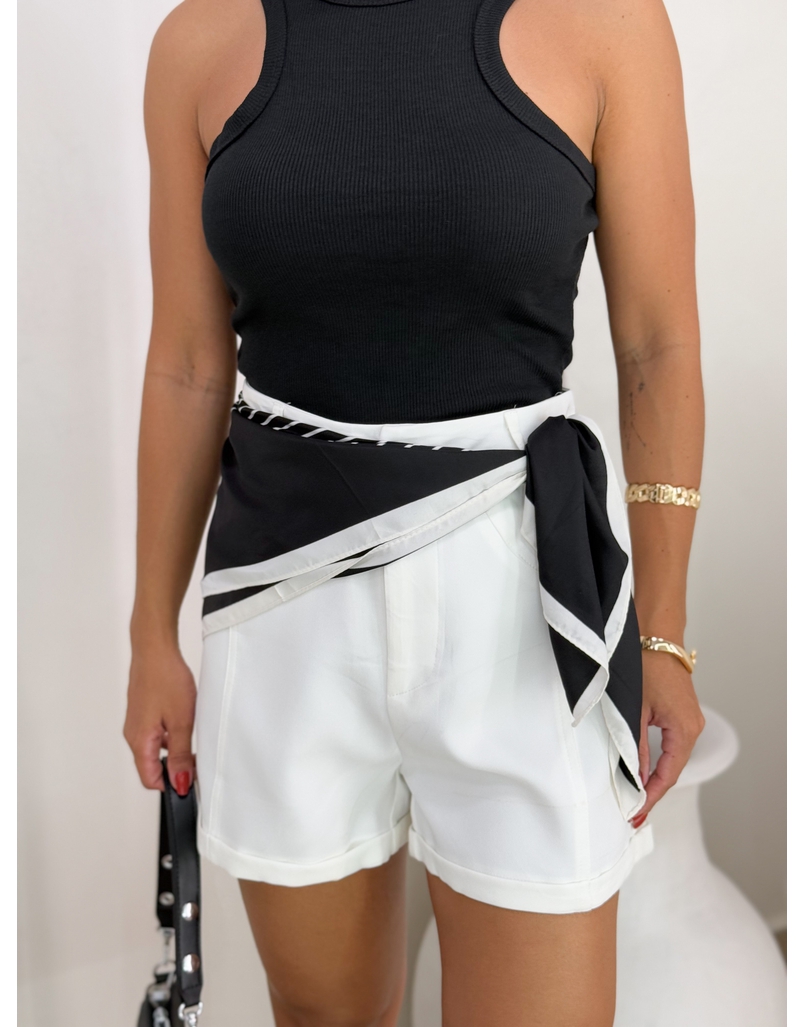 Lenço Cetim Listrado Preto/Branco