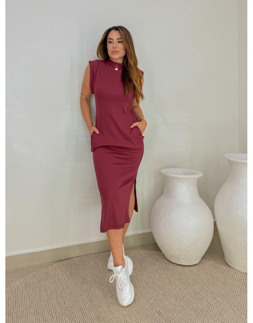 Vestido Canelado Muscle Tee Cereja