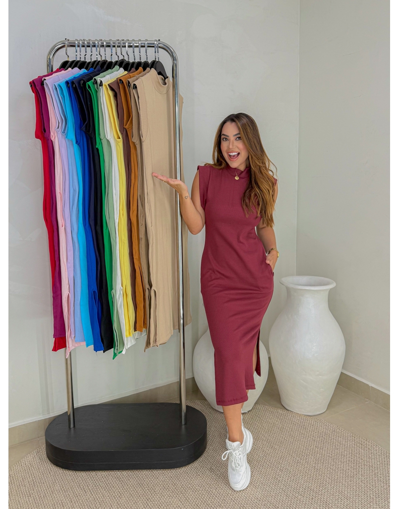 Vestido Canelado Muscle Tee Cereja