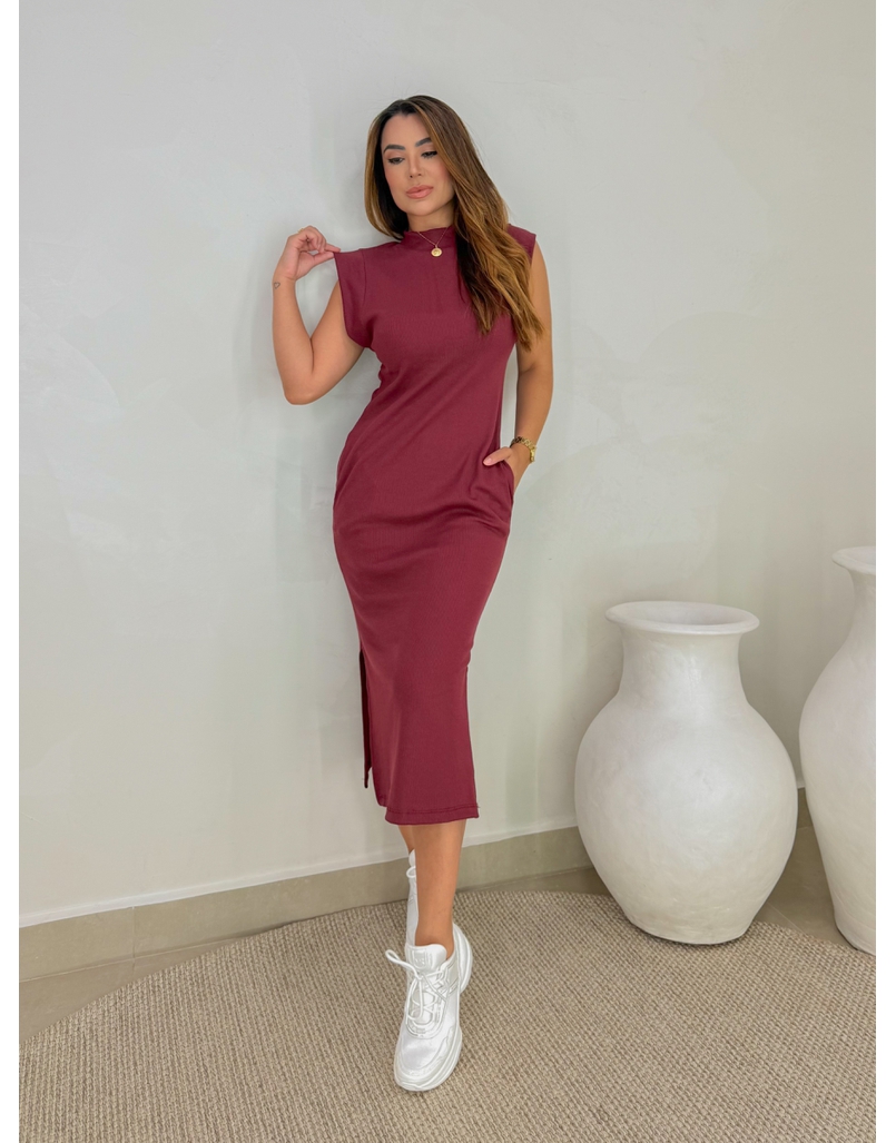 Vestido Canelado Muscle Tee Cereja