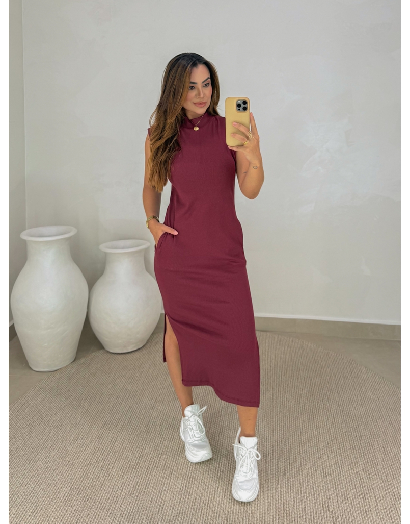 Vestido Canelado Muscle Tee Cereja