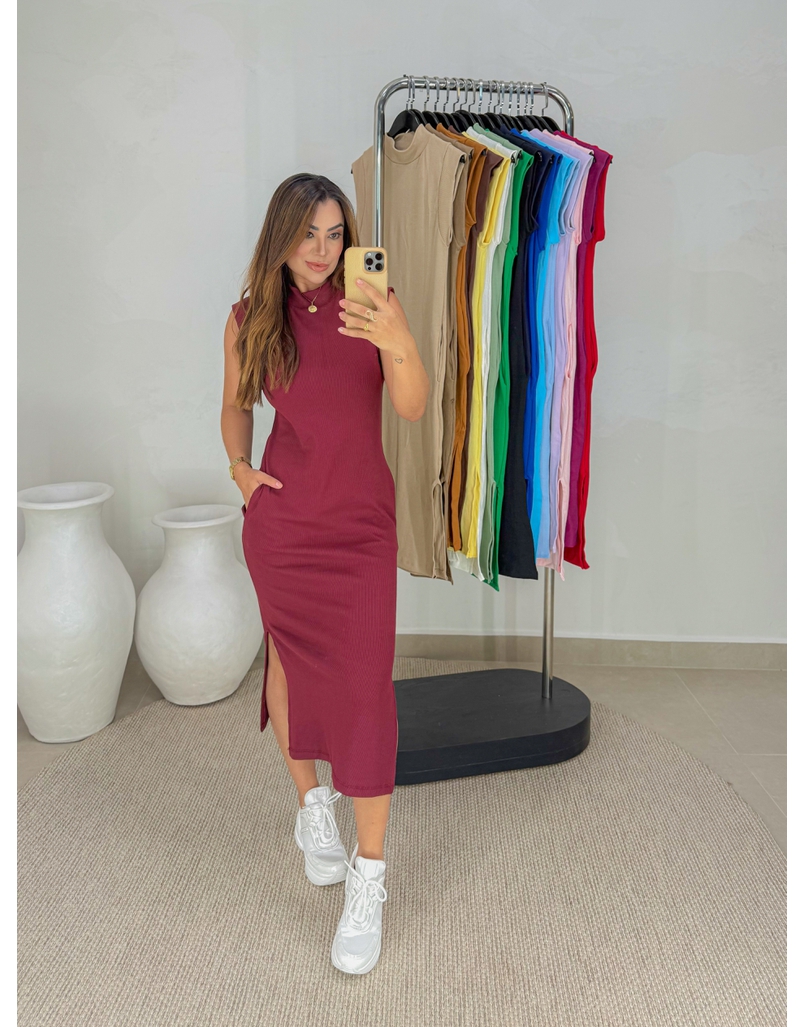 Vestido Canelado Muscle Tee Cereja