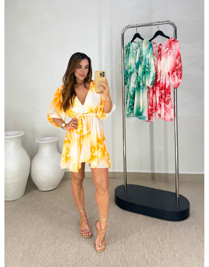 Vestido Estampado Taiti Amarelo