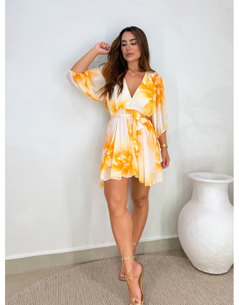 Vestido Estampado Taiti Amarelo