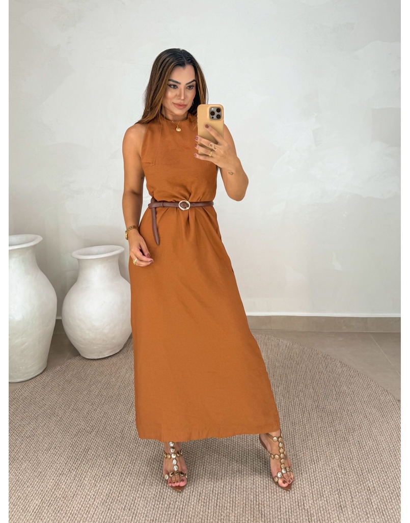 Vestido Frente Única Egito Caramelo