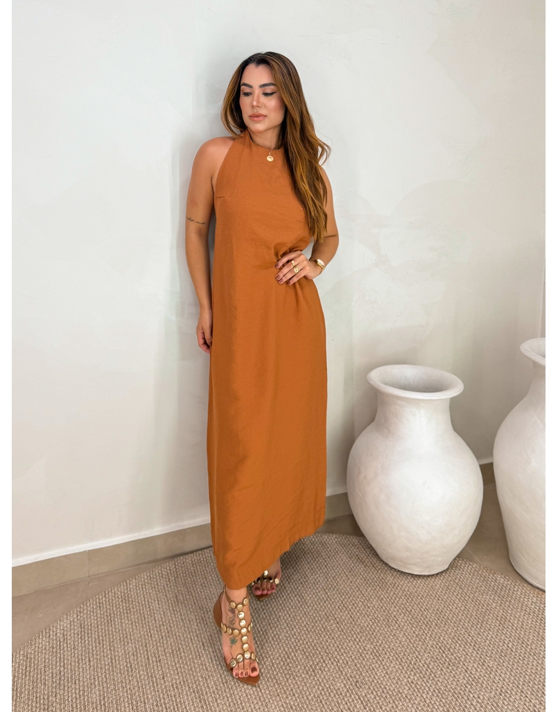 Vestido Frente Única Egito Caramelo