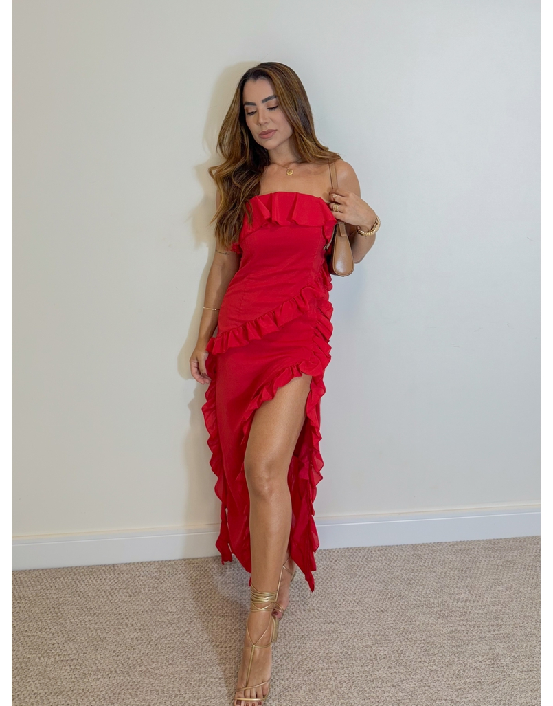 Vestido Midi Boho Vermelho