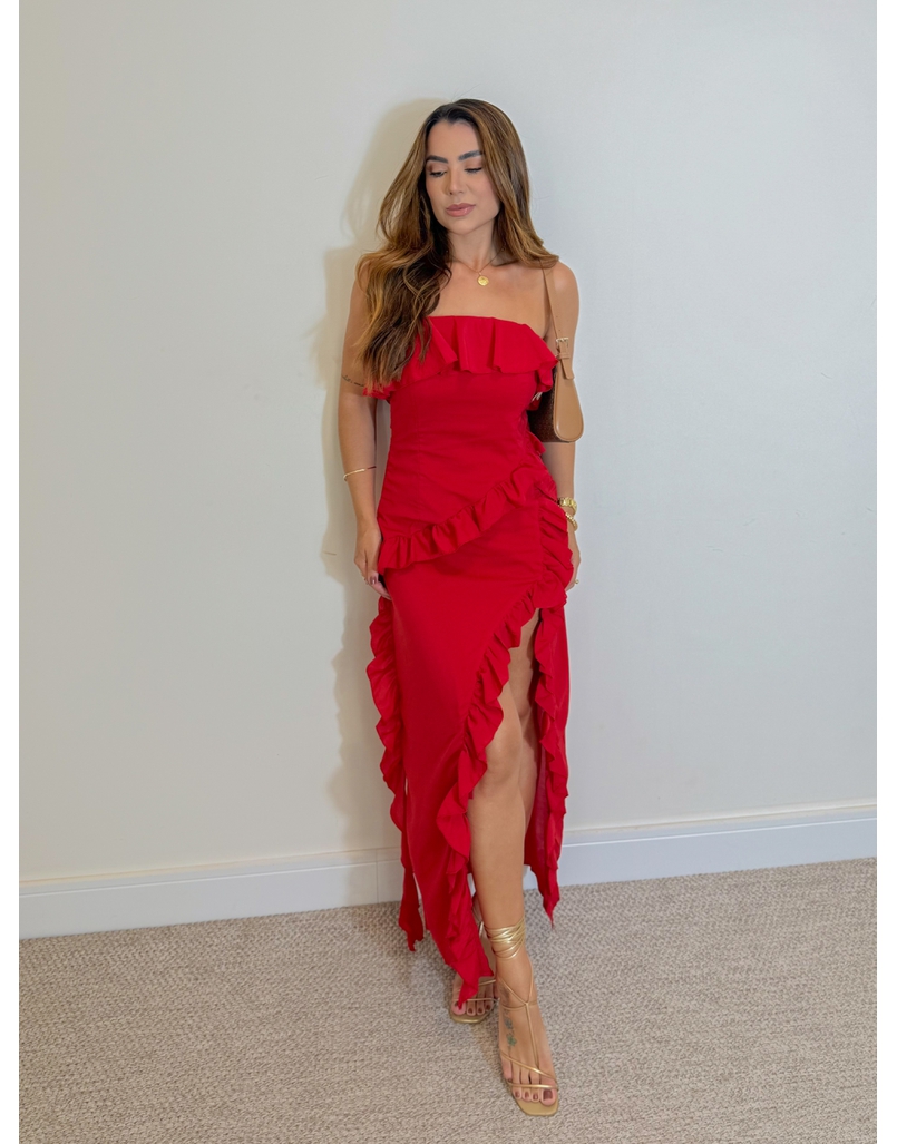 Vestido Midi Boho Vermelho