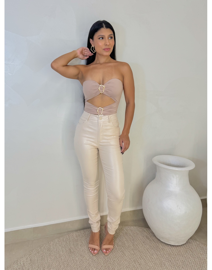 Calça Resinada Olivia Marfim