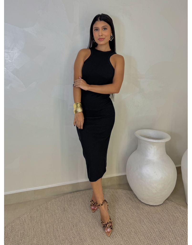 Vestido Canelado Portugal Preto
