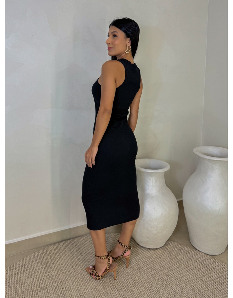 Vestido Canelado Portugal Preto