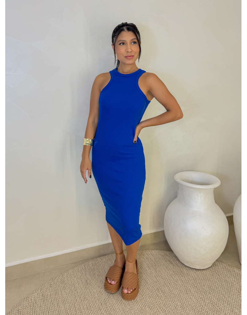 Vestido Canelado Portugal Azul 