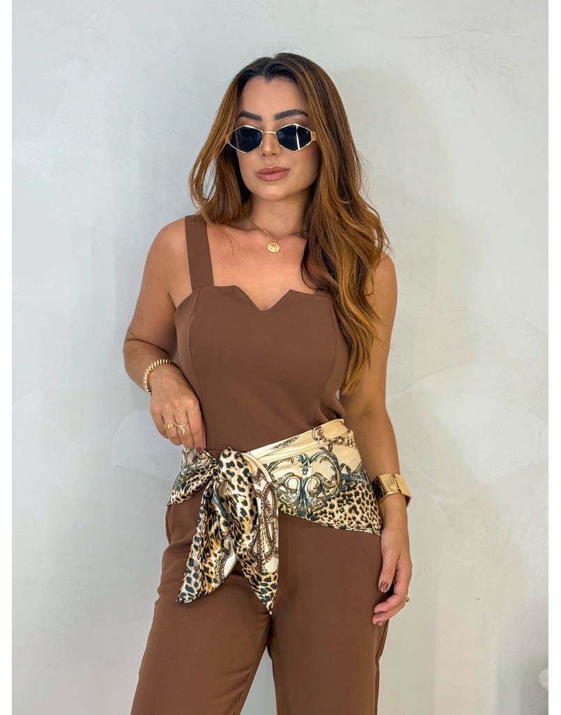 Lenço Cetim Corrente Areia