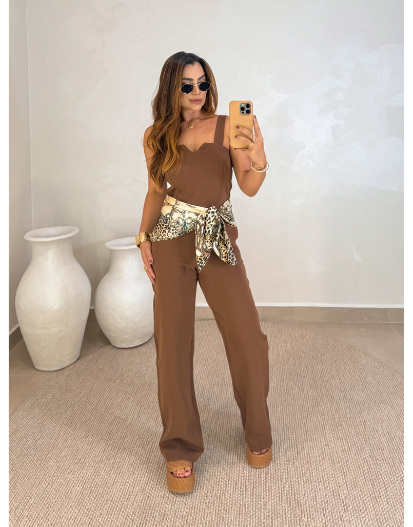 Lenço Cetim Corrente Areia