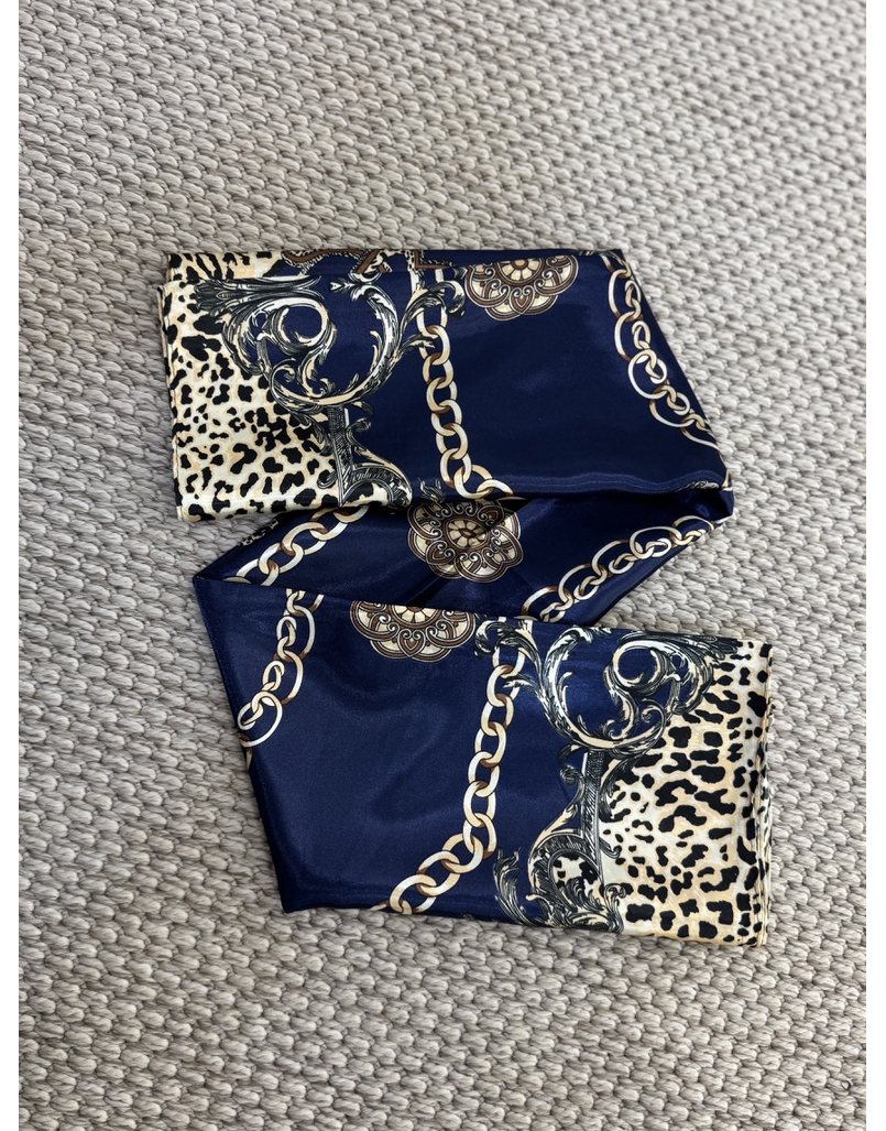 Lenço Cetim Corrente Marinho