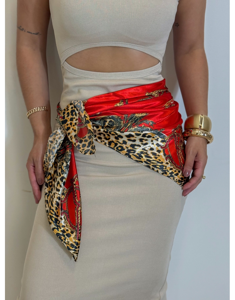 Lenço Cetim Corrente Vermelho