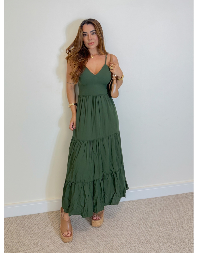 Vestido Midi Atenas Verde Militar
