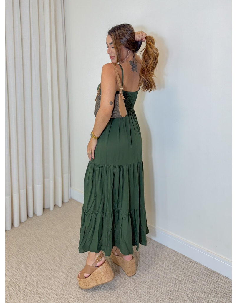 Vestido Midi Atenas Verde Militar