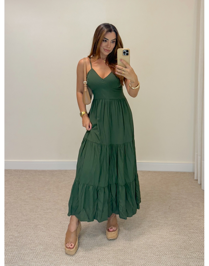 Vestido Midi Atenas Verde Militar