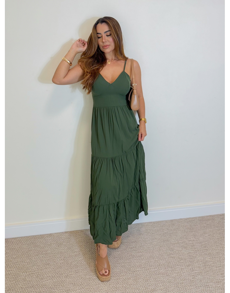 Vestido Midi Atenas Verde Militar