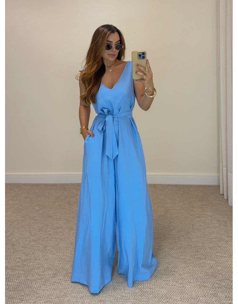 Macacão Pantalona Viena Azul 