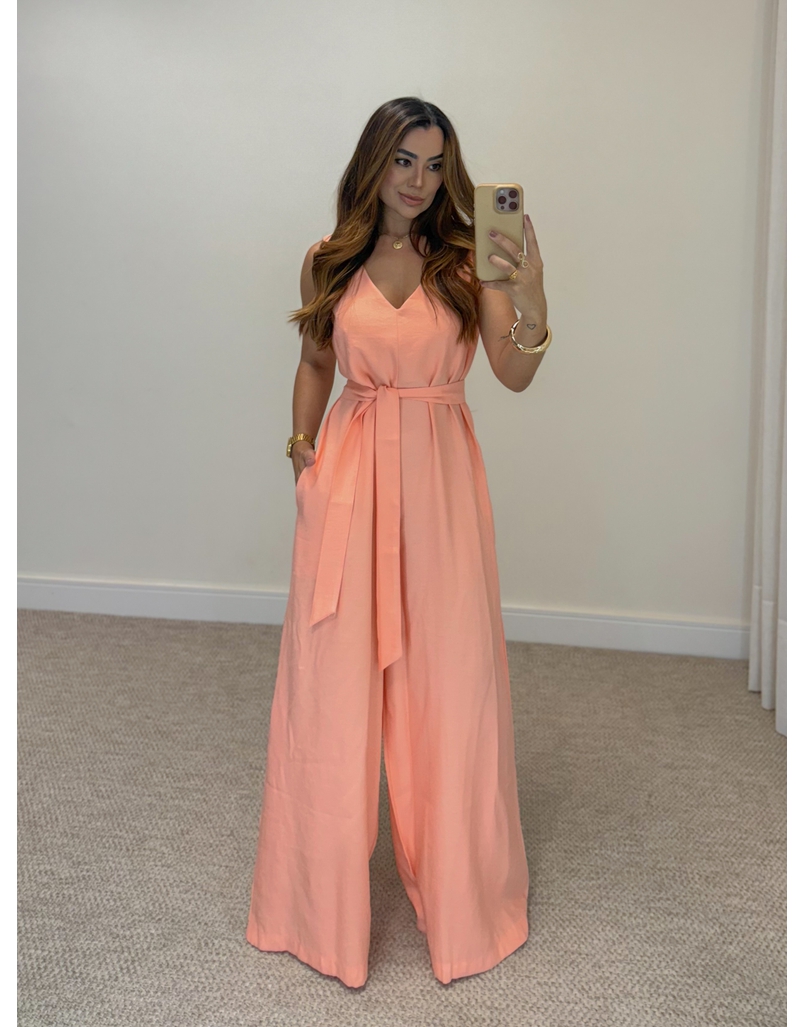 Macacão Pantalona Viena Coral 