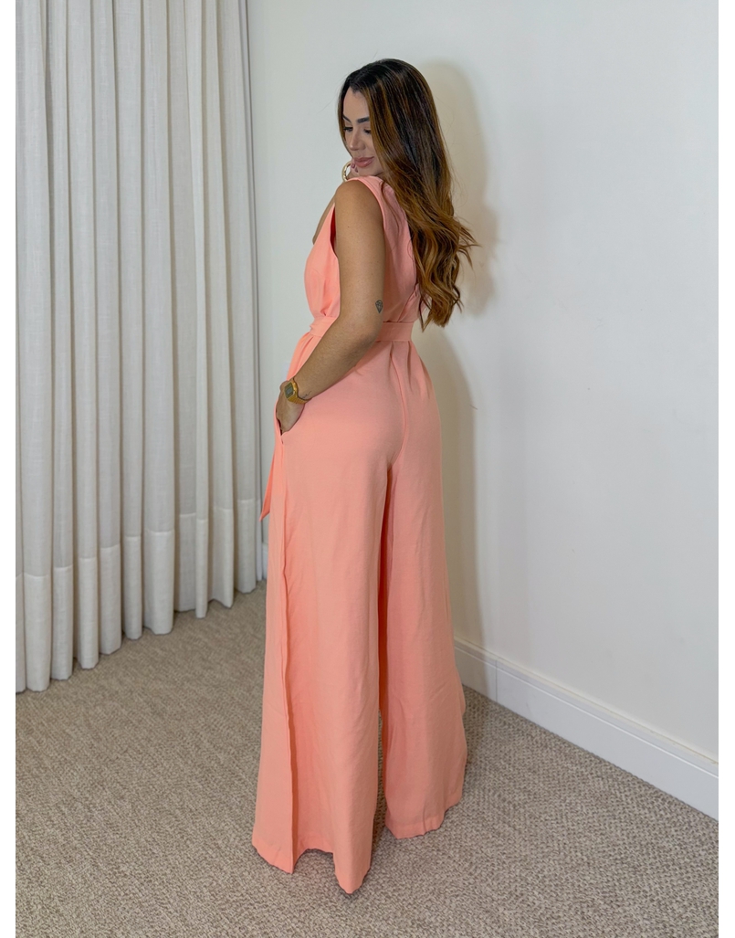 Macacão Pantalona Viena Coral 