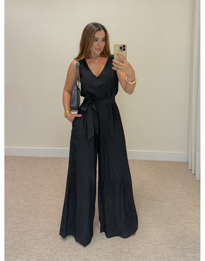 Macacão Pantalona Viena Preto 