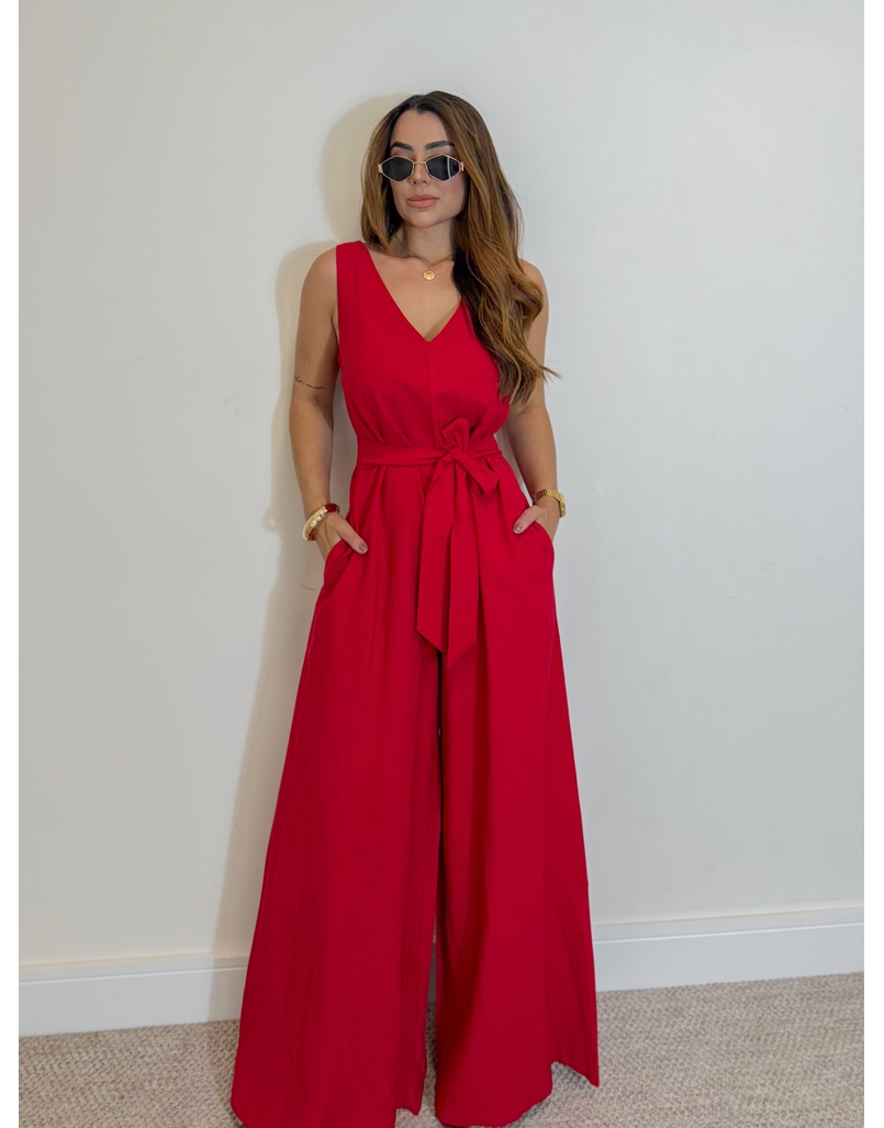 Macacão Pantalona Viena Vermelho