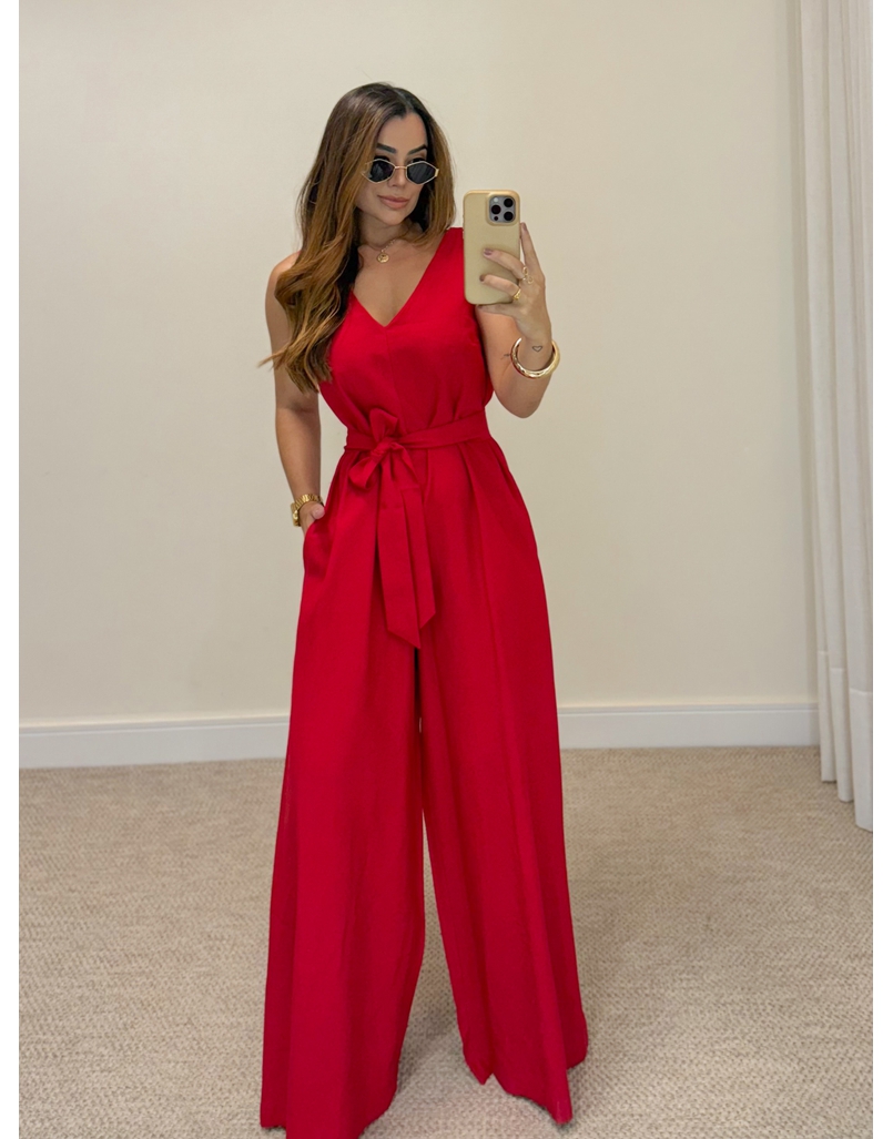 Macacão Pantalona Viena Vermelho