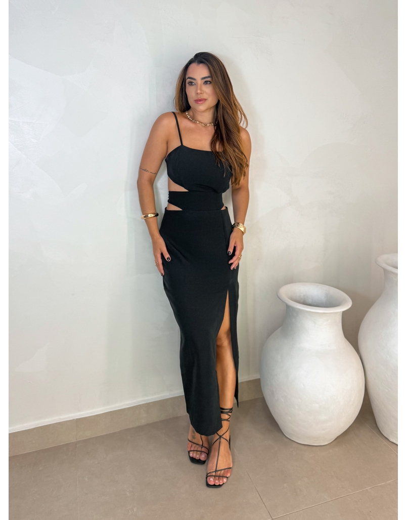Vestido Midi Fenda Nancy Preto 