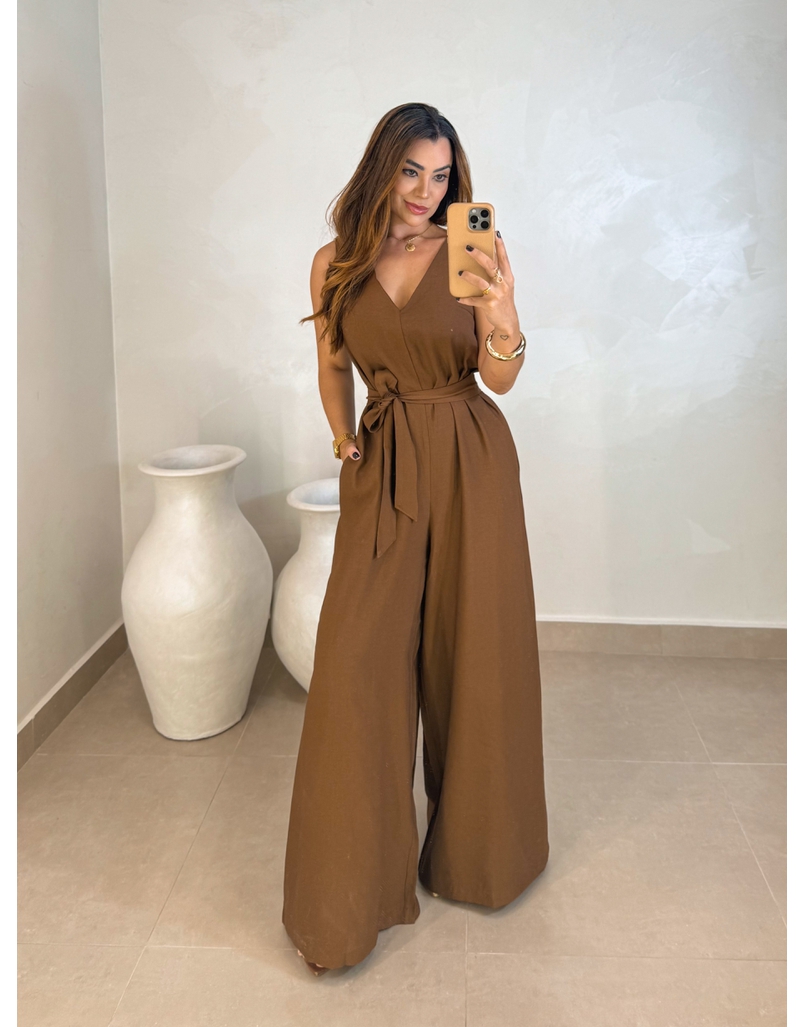 Macacão Pantalona Viena Marrom