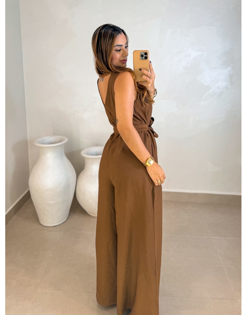 Macacão Pantalona Viena Marrom