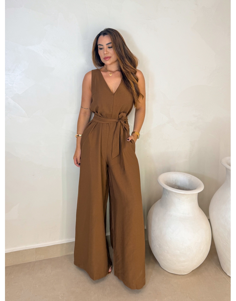 Macacão Pantalona Viena Marrom