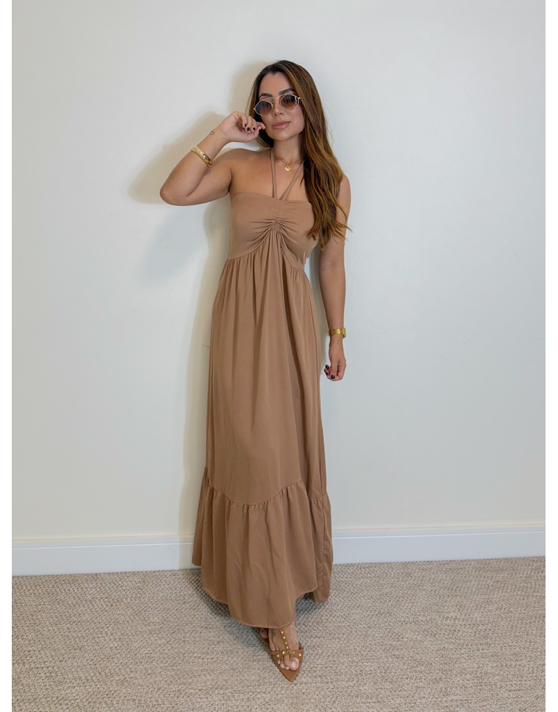 Vestido Midi Amanda Tomara Que Caia Mocha Mousse 