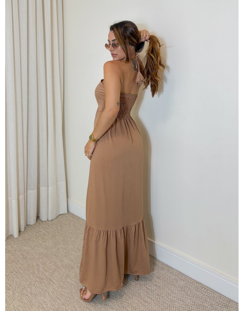 Vestido Midi Amanda Tomara Que Caia Mocha Mousse 