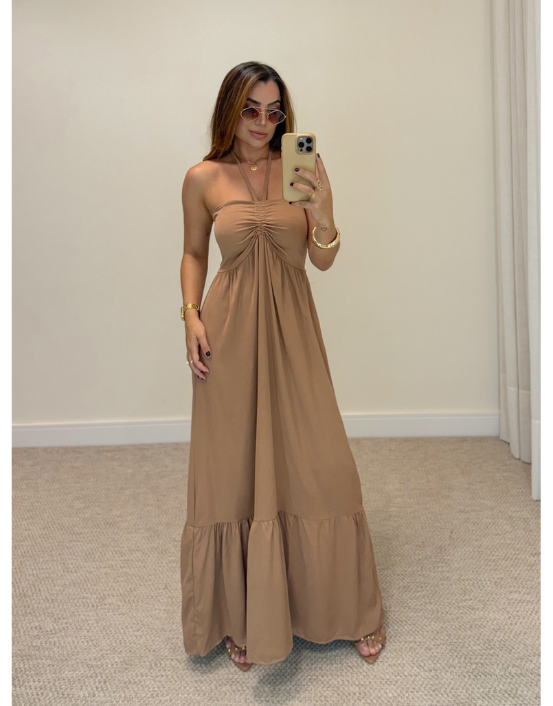 Vestido Midi Amanda Tomara Que Caia Mocha Mousse 