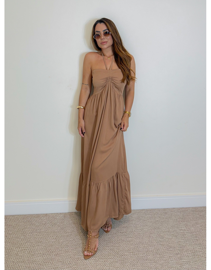 Vestido Midi Amanda Tomara Que Caia Mocha Mousse 