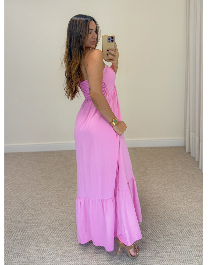 Vestido Midi Amanda Tomara Que Caia Rosa