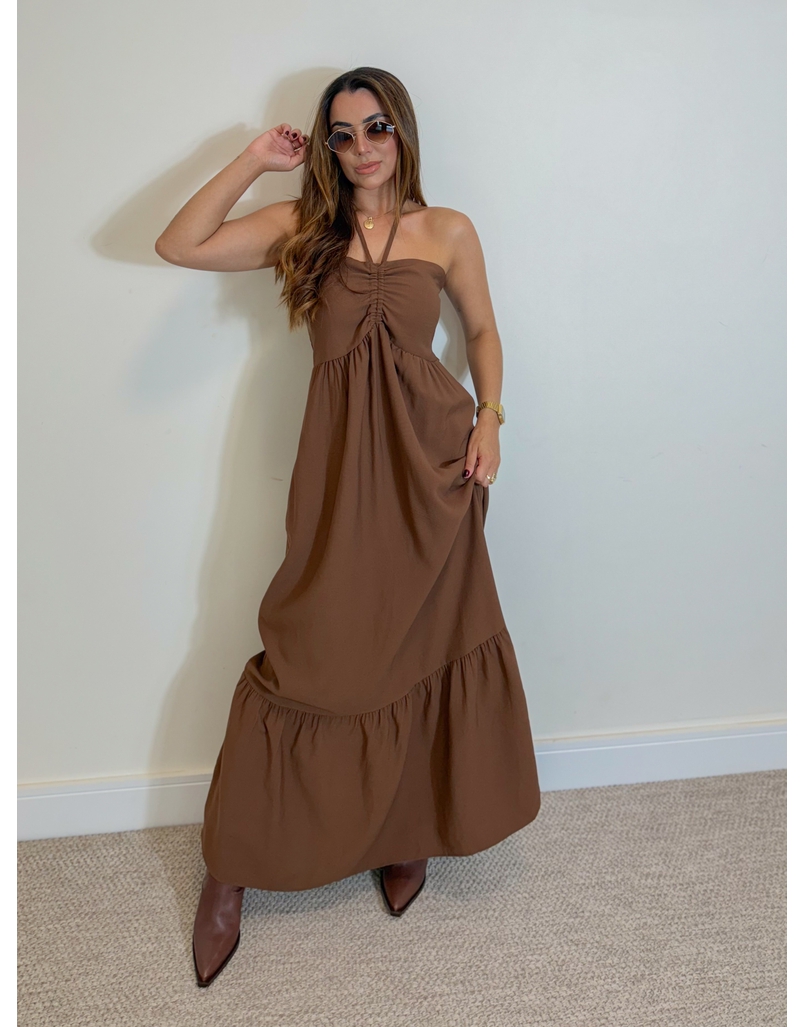 Vestido Midi Amanda Tomara Que Caia Marrom