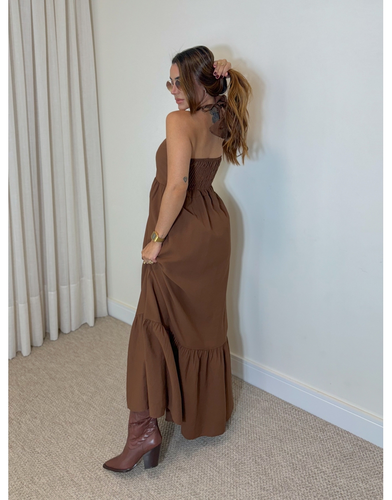 Vestido Midi Amanda Tomara Que Caia Marrom