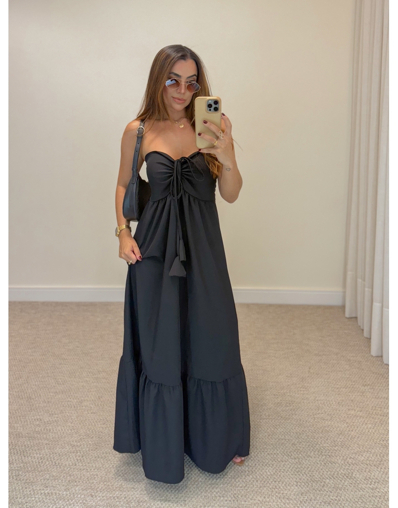 Vestido Midi Amanda Tomara Que Caia Preto