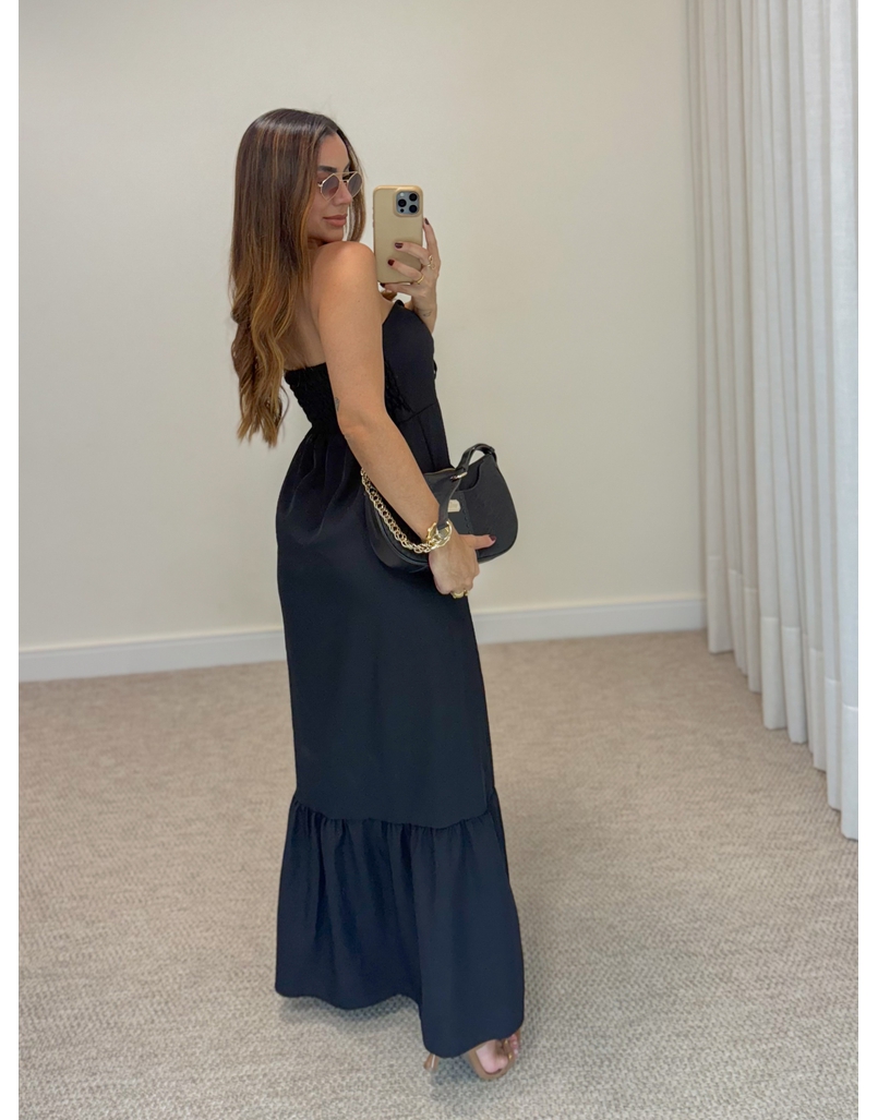 Vestido Midi Amanda Tomara Que Caia Preto