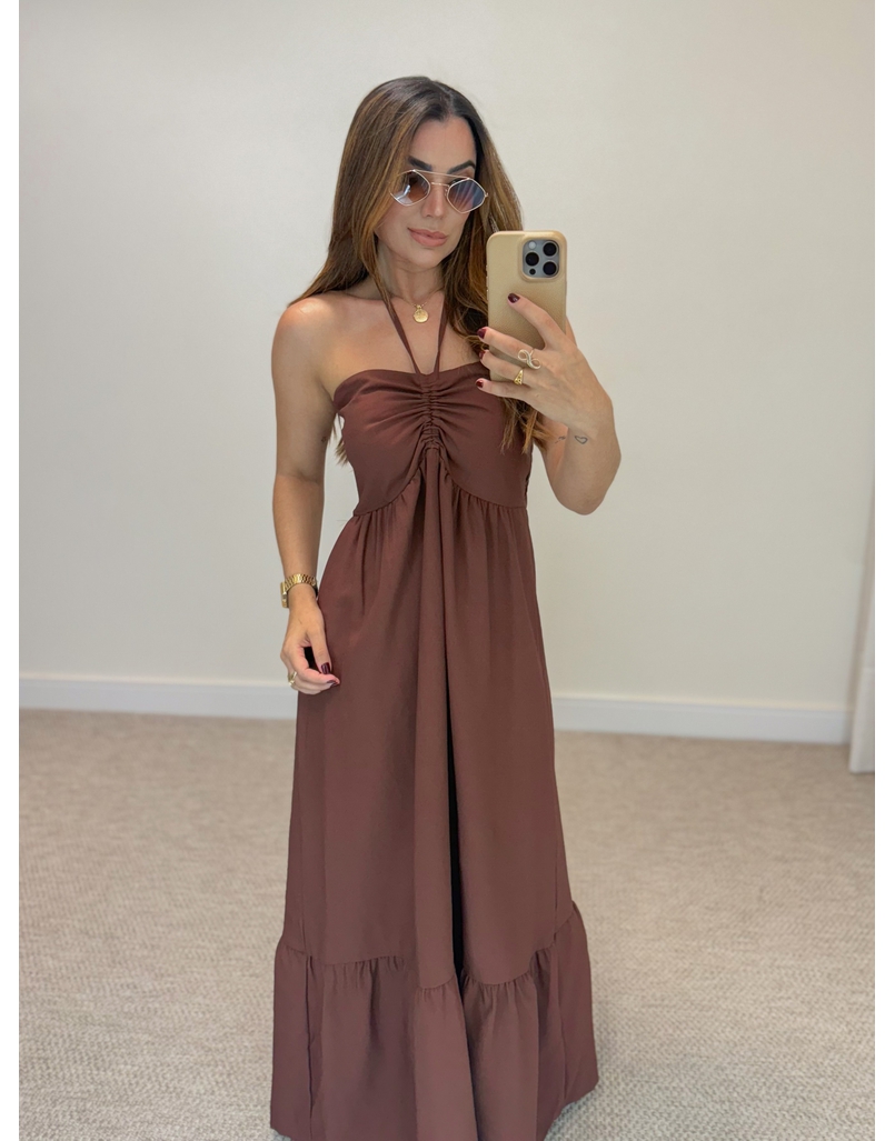 Vestido Midi Amanda Tomara Que Caia Café
