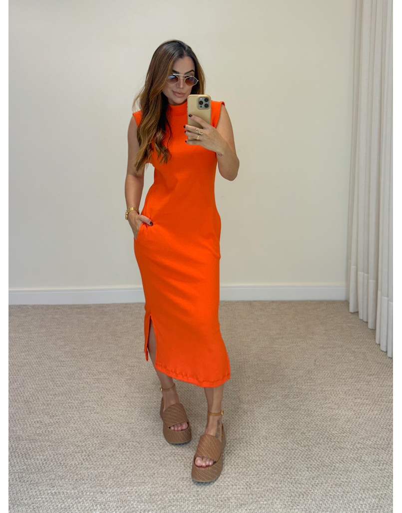 Vestido Canelado Muscle Tee Laranja