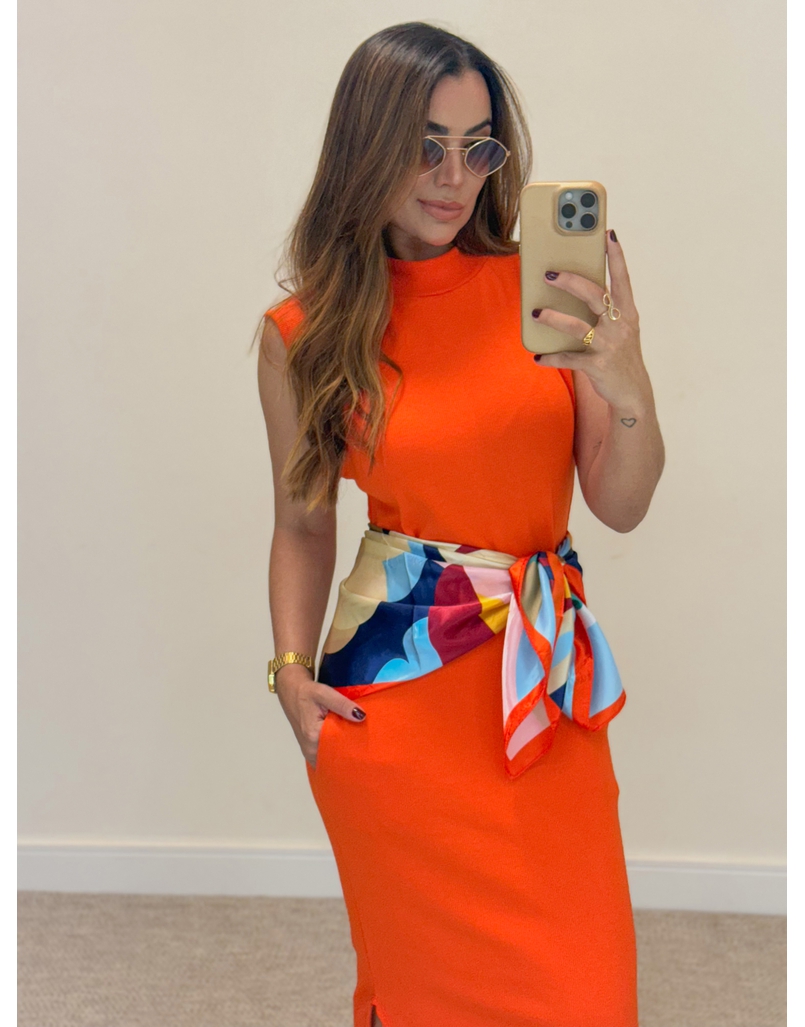 Vestido Canelado Muscle Tee Laranja