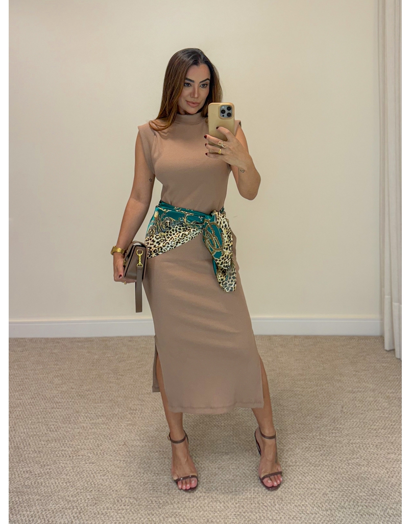 Vestido Canelado Muscle Tee Mocha Mousse