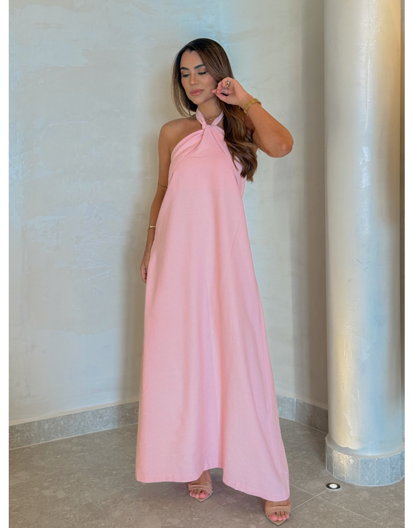 Vestido Midi Frente Única Melina Rosa