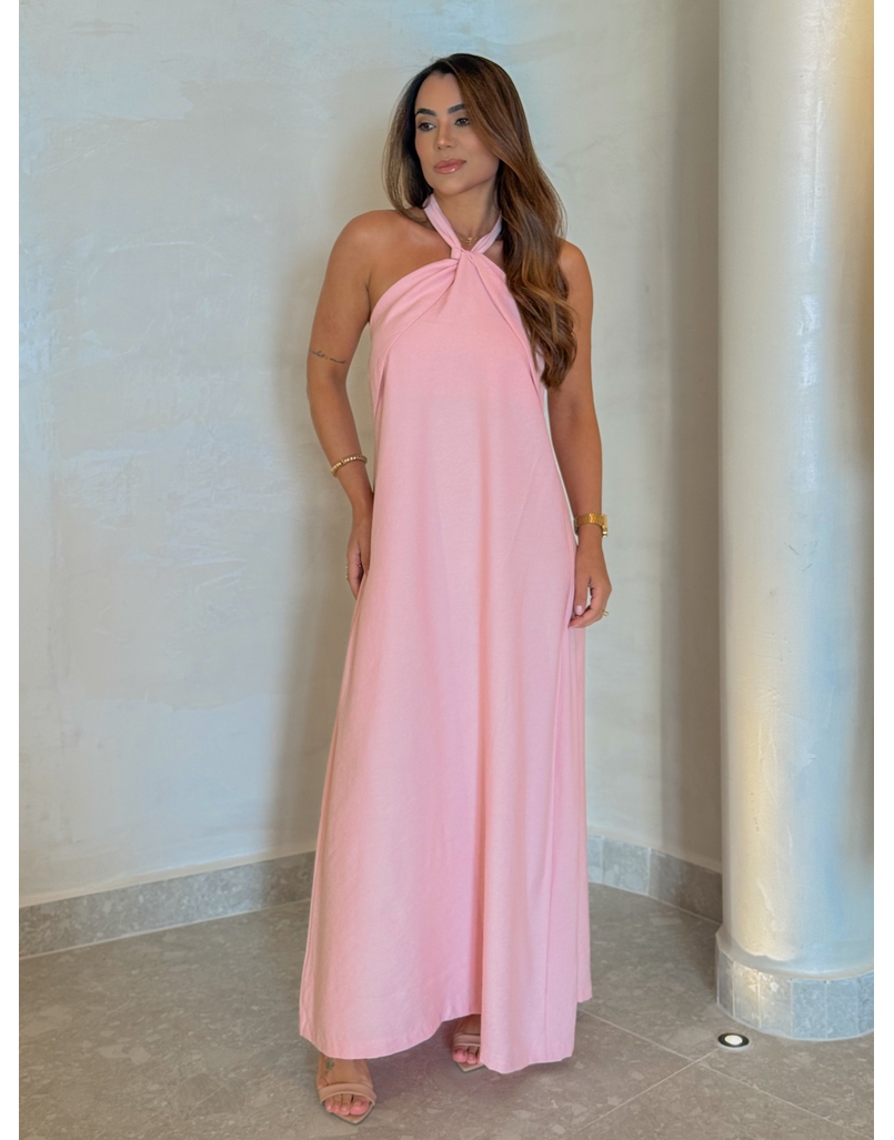 Vestido Midi Frente Única Melina Rosa
