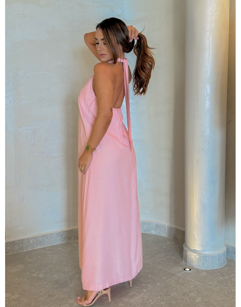 Vestido Midi Frente Única Melina Rosa